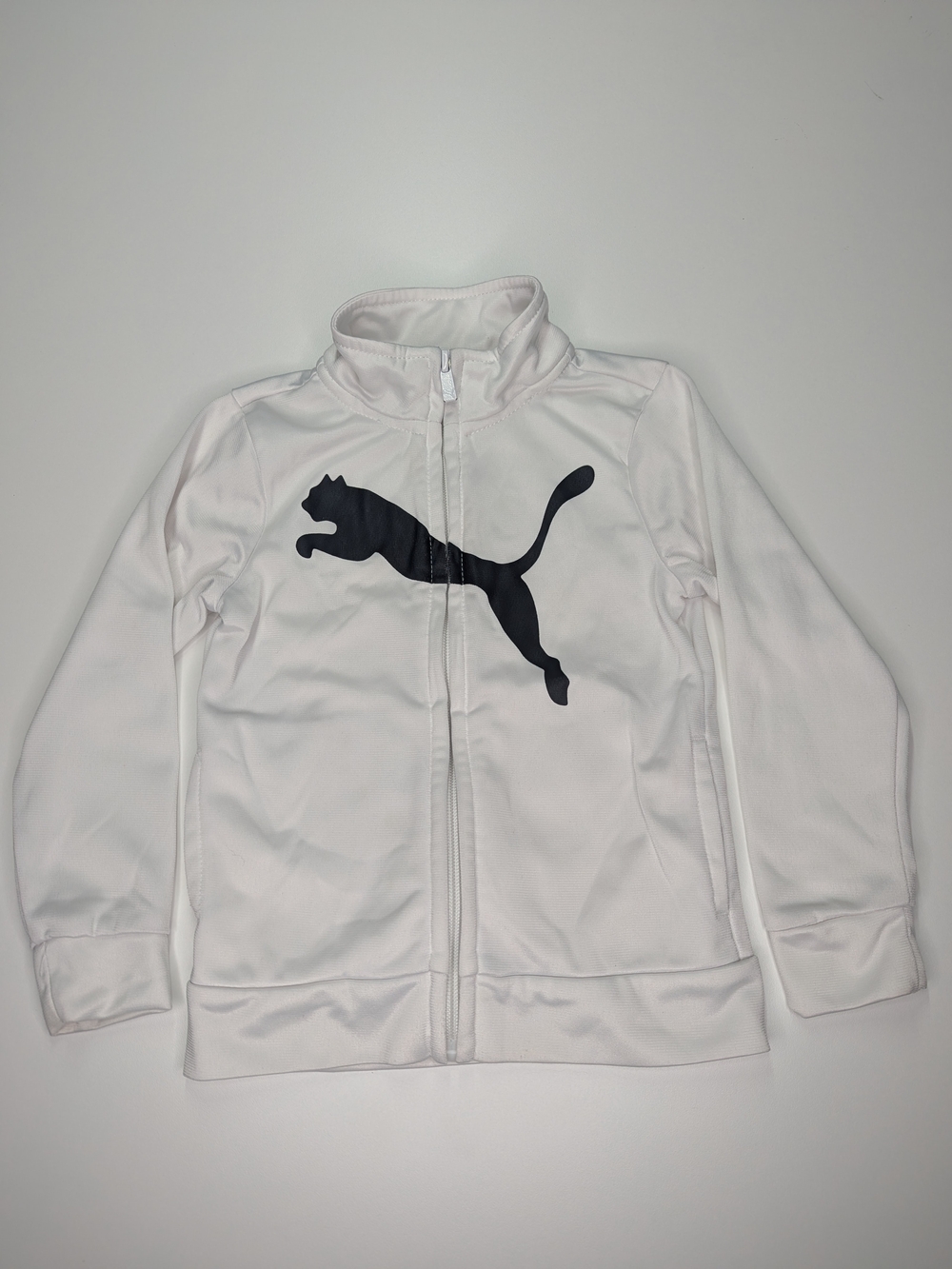 Puma Kids' White Zip-Up Jacket with Black Logo
